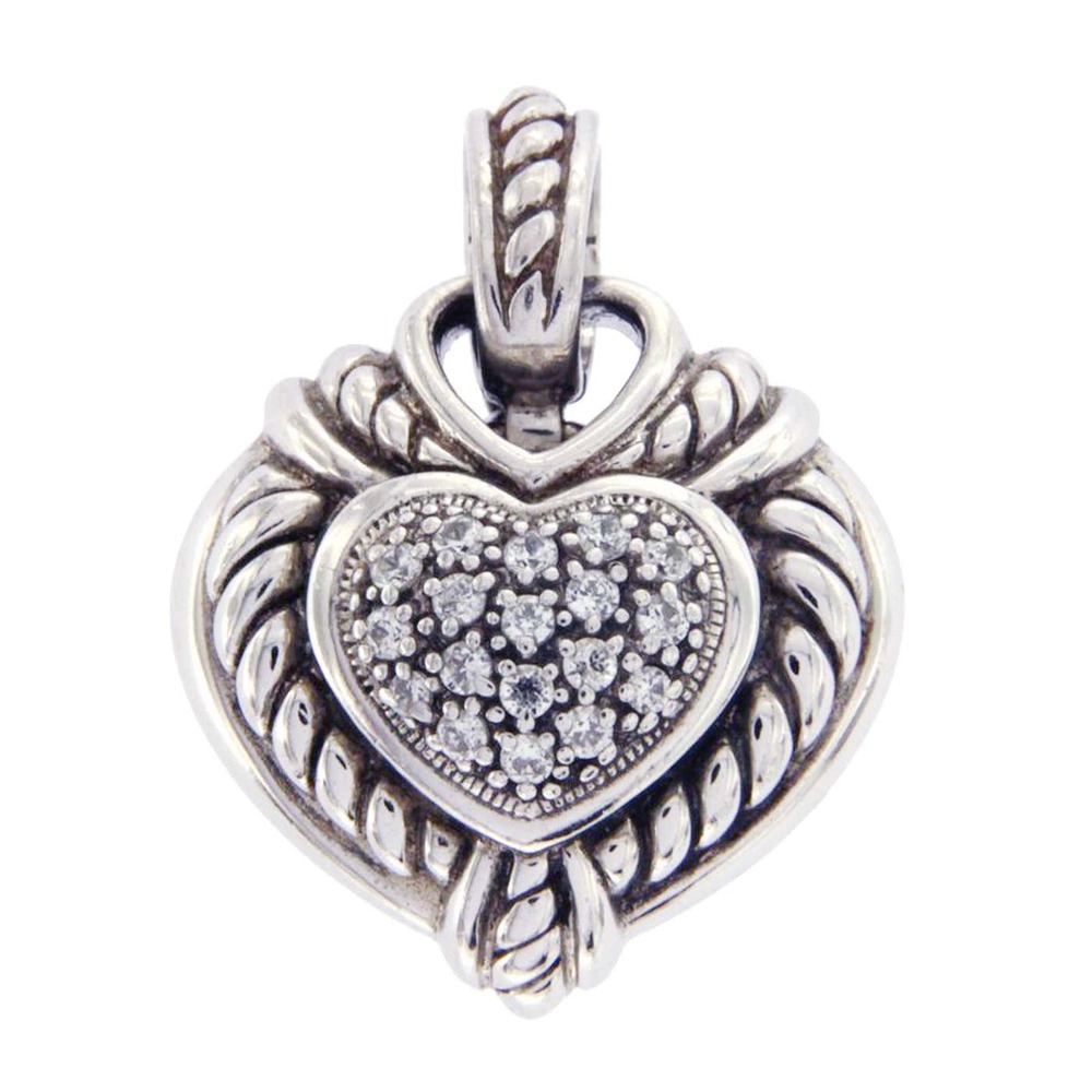 Judith Ripka Sterling Silver Cubic Zirconia Heart Pendant 4 Necklace